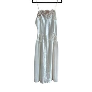 Vintage Women's White Satin & Chiffon Nightgown Slip Dress – Size S